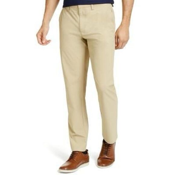 Club Room Mens 4 Way Stretch Tech Pants Light Khaki 40 X 30 - Picture 1 of 3